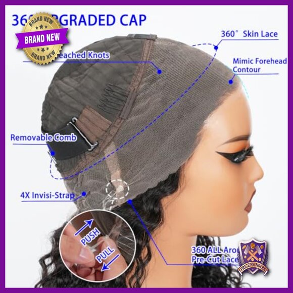 26 Inch Human Hair Wig, Glueless HD Lace Front, Deep Wave 180 Density main image 6